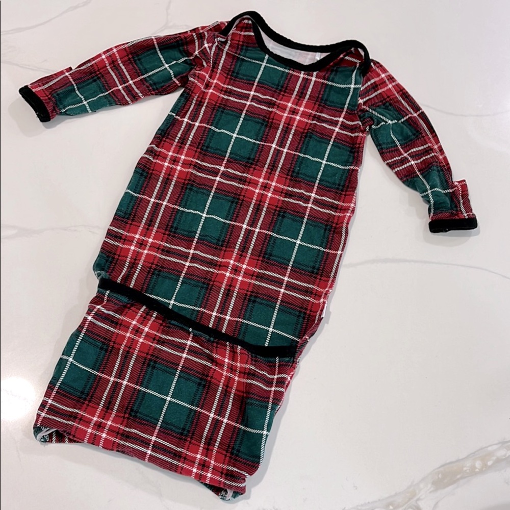 Little Sleepies Plaid Sleep Gown - Tartan/Christmas Theme - Size NB